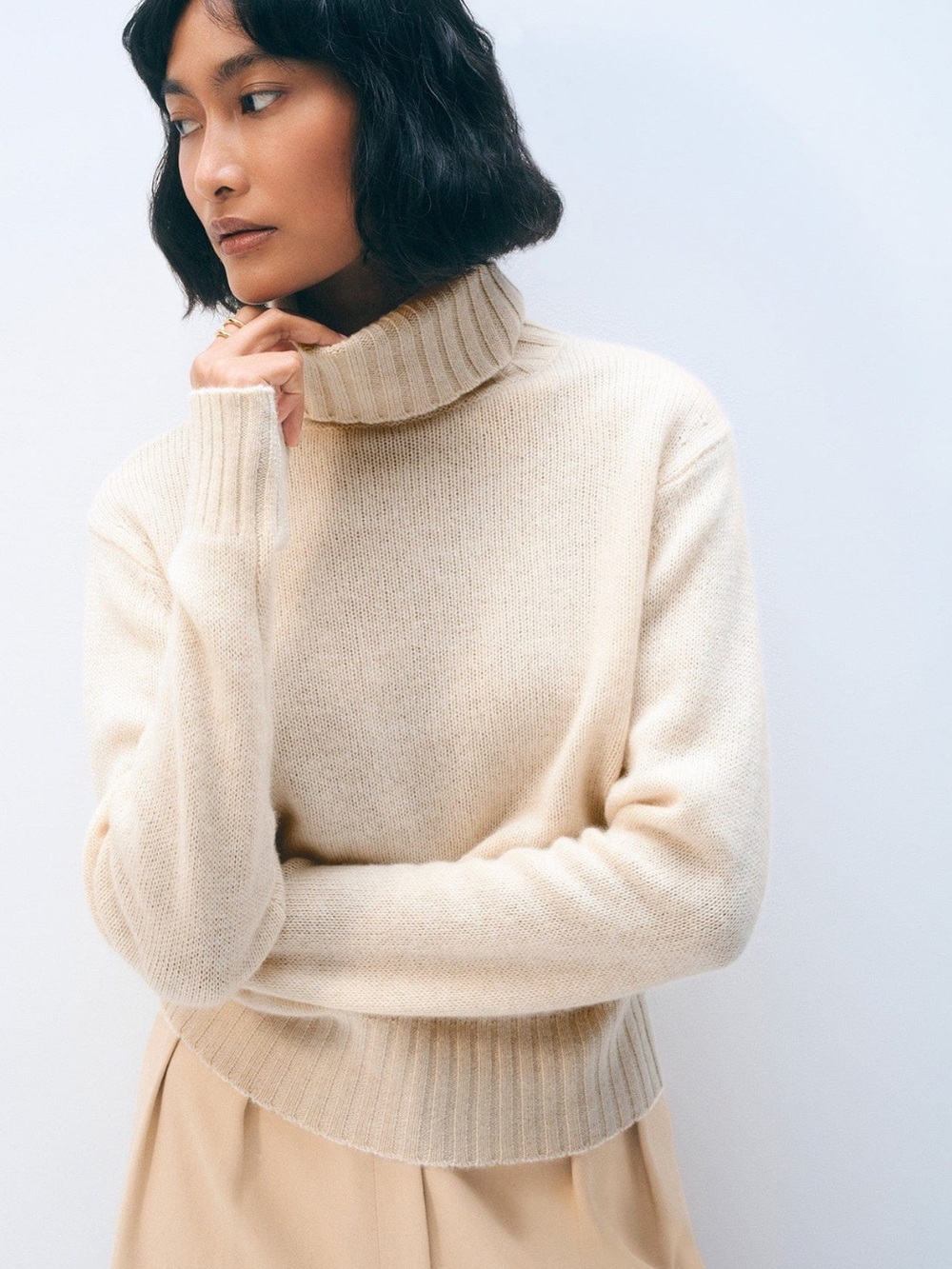 White & Warren Turtleneck Natural